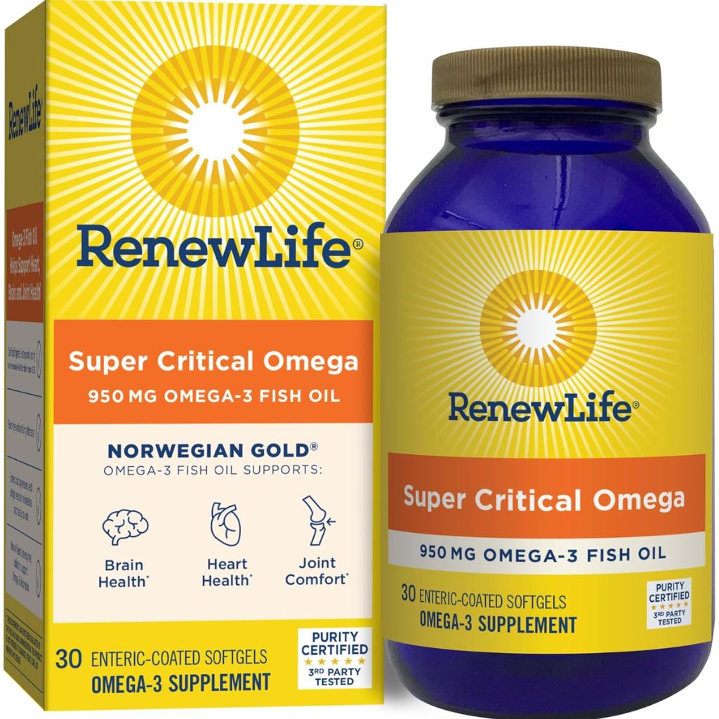 Renew Life Super Critical Omega 950mg Omega-3 Fish Oil Softgels, Pack of 30's