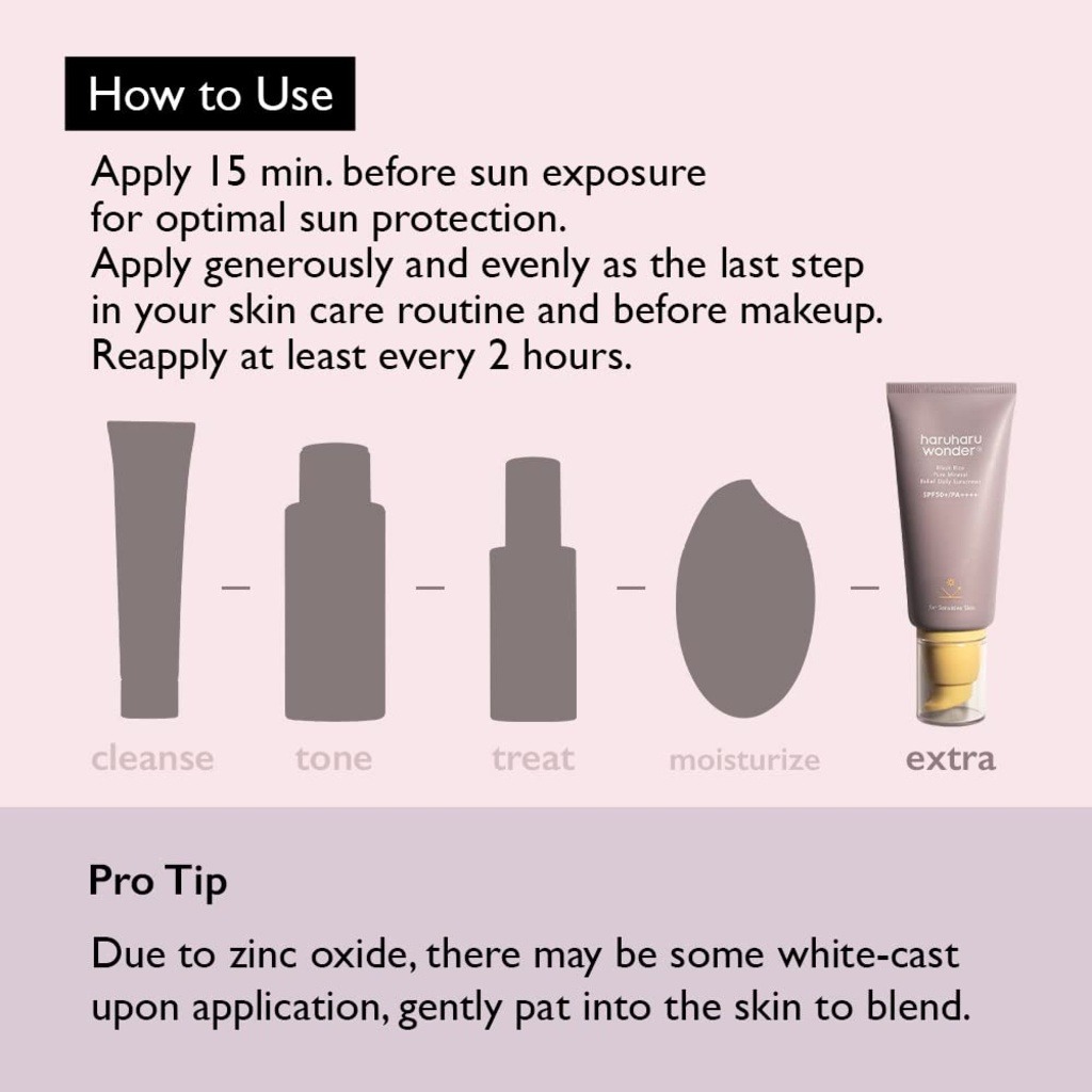 Haruharu Wonder Black Rice Pure Mineral Relief Daily Sunscreen With SPF50+ & PA++++ 50ml 