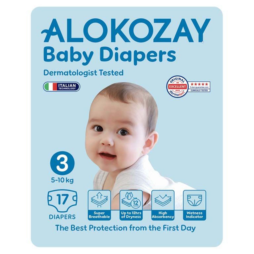 Alokozay Baby Diapers, Size 3, 5-10kg, Pack of 17’s