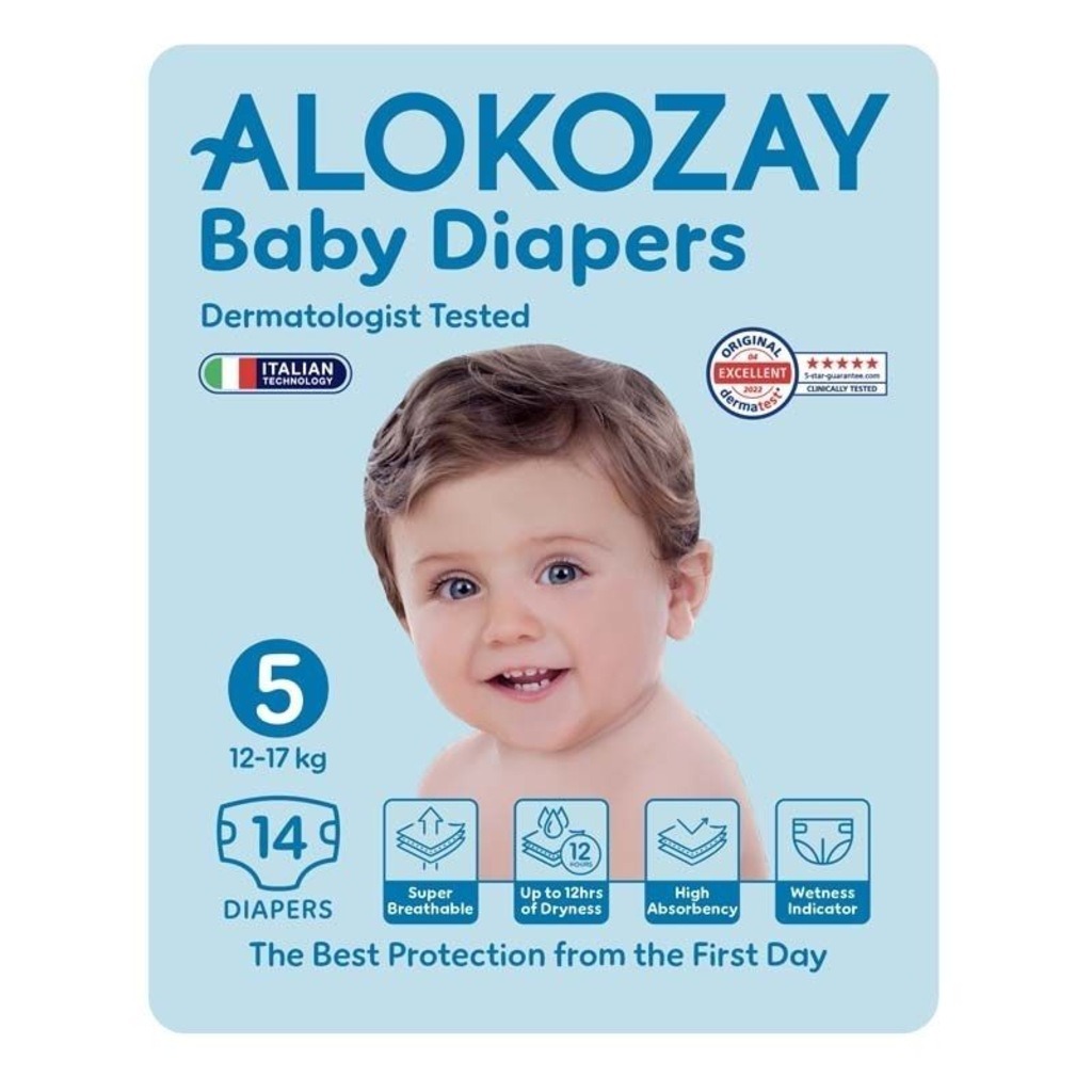 Alokozay Baby Diapers, Size 5, 12-17kg, Pack of 14’s