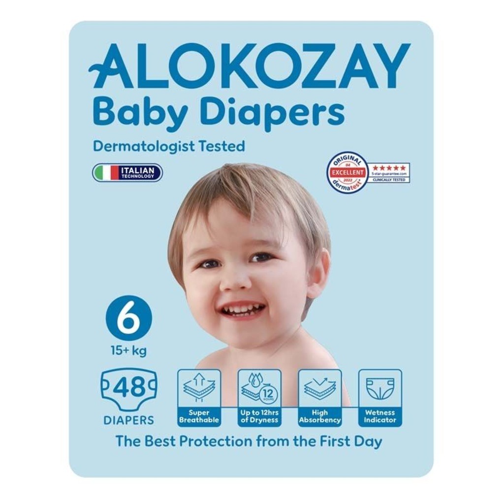 Alokozay Baby Diapers, Size 6, 15+ Kg, Pack of 48's