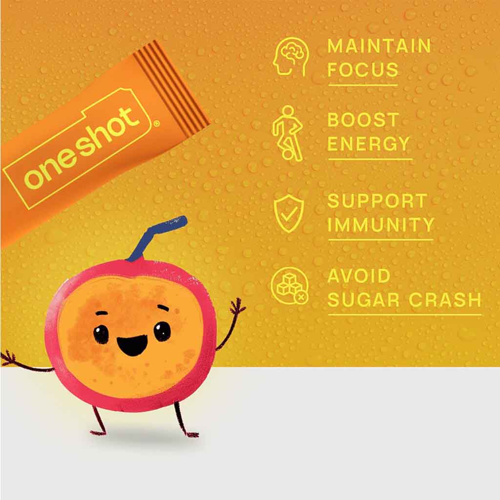 Oneshot Yummy Hydration Kids Electrolyte Drink Mix Passion Bliss, Pack of 7's