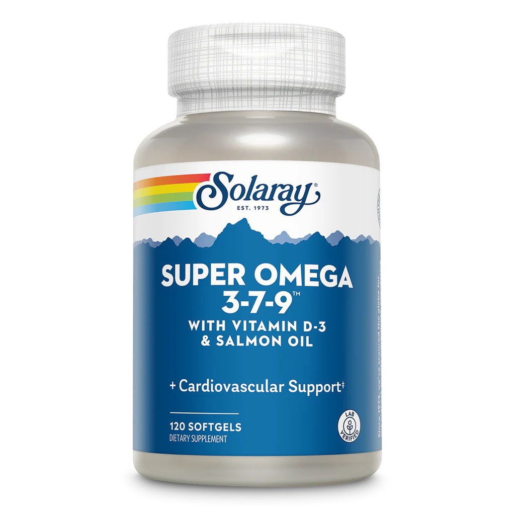 Solaray Super Omega 3-7-9 With Vitamin D3 & Salmon Oil Softgels For Heart Health, Pack of 120’s 