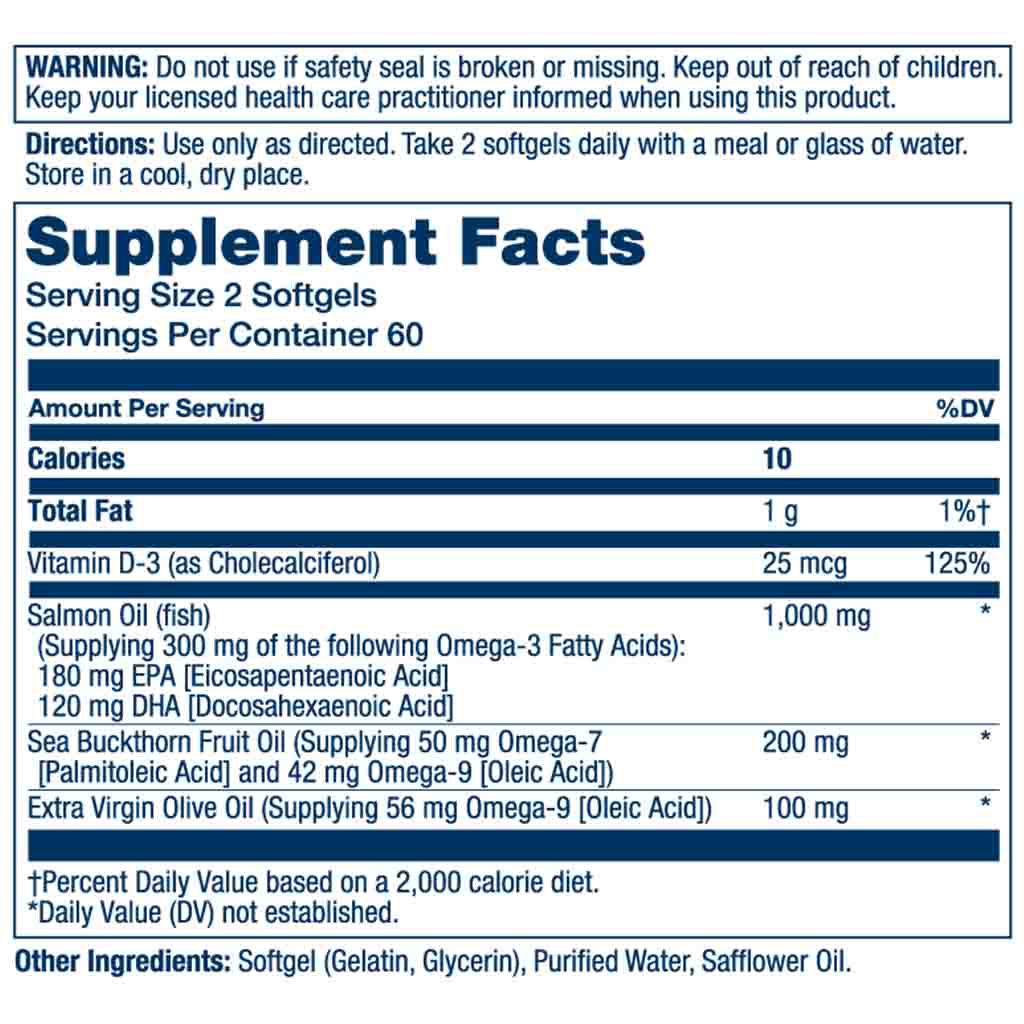 Solaray Super Omega 3-7-9 With Vitamin D3 & Salmon Oil Softgels For Heart Health, Pack of 120’s 