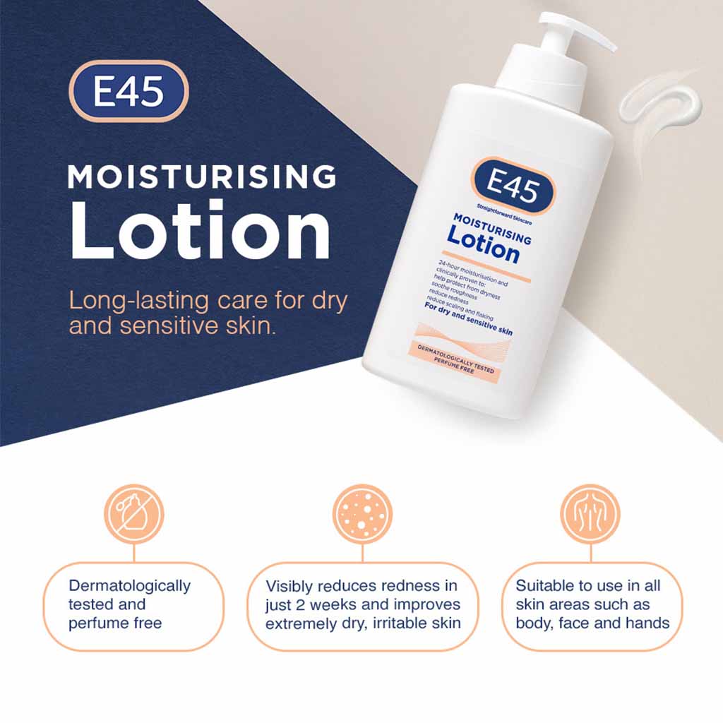 E45 Moisturizing Body Lotion For Dry, Sensitive Skin 500ml