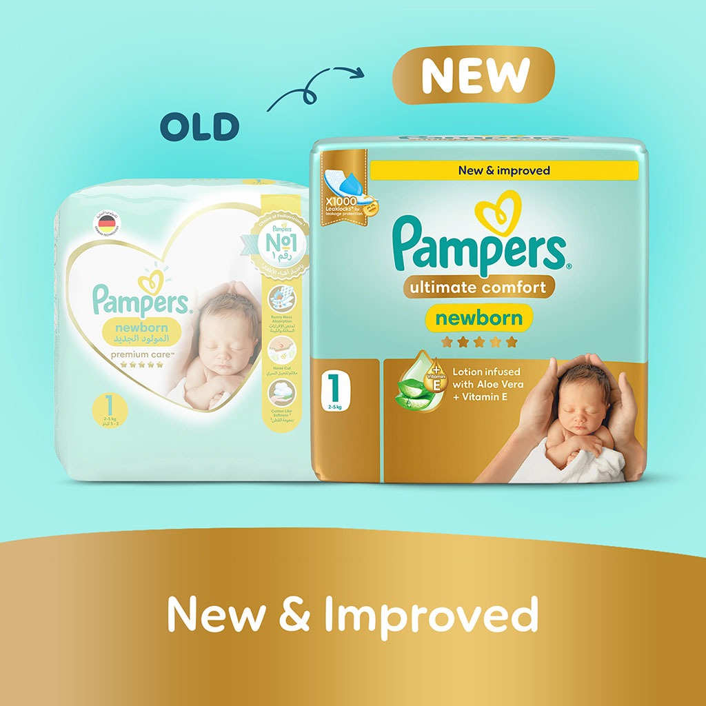 Pampers Ultimate Comfort Size 1, 2-5kg Newborn Diapers, Pack of 22's