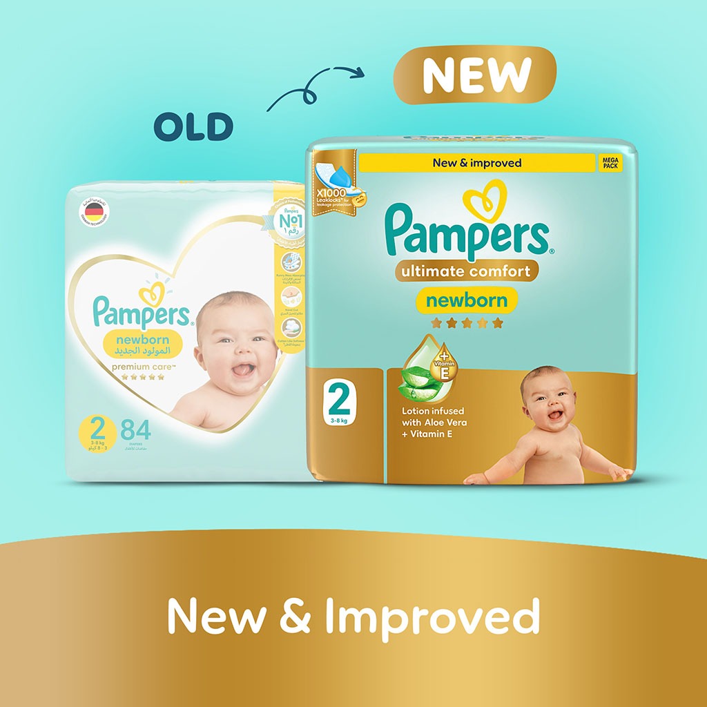 Pampers Ultimate Comfort Size 2, 3-8kg Baby Diapers, Pack of 108's