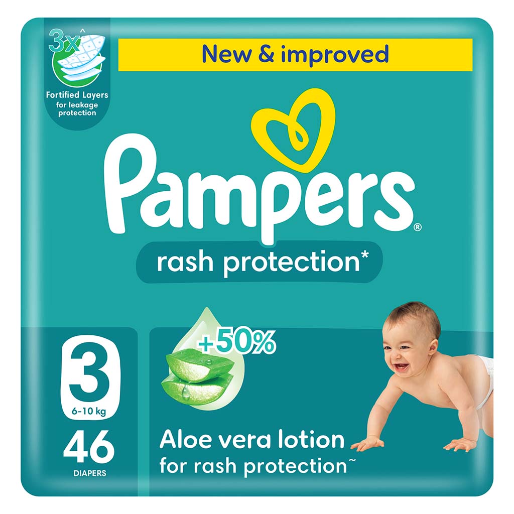 Pampers Rash Protection Size 3, 6-10kg Baby Diapers, Pack of 46's