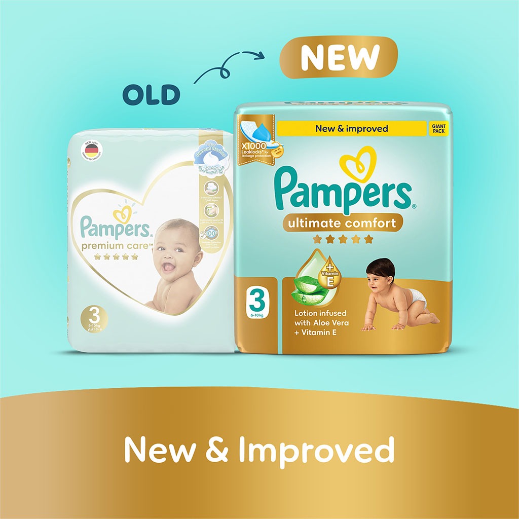 Pampers Ultimate Comfort Size 3, 6-10kg Baby Diapers, Pack of 62's