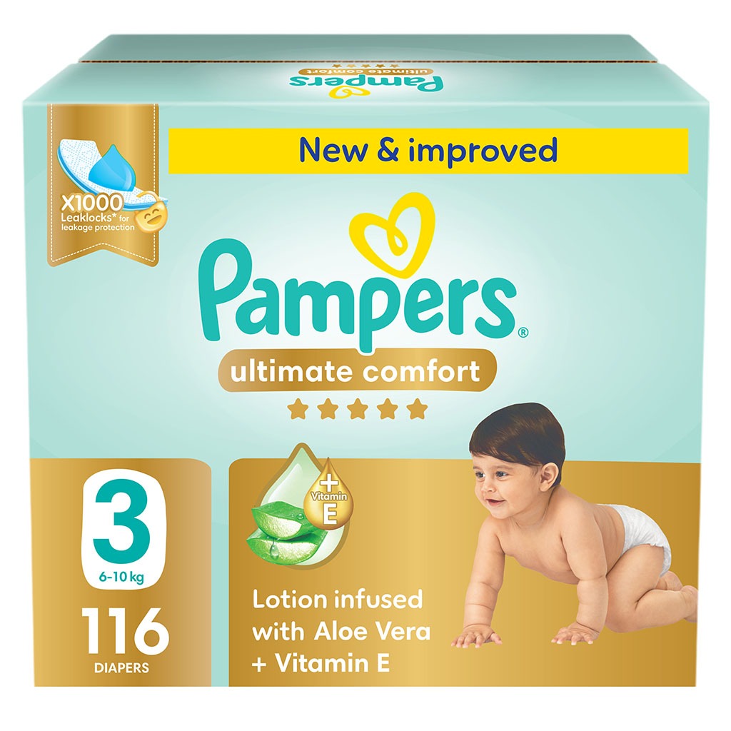 Pampers Ultimate Comfort Size 3, 6-10kg Baby Diapers, Pack of 116's