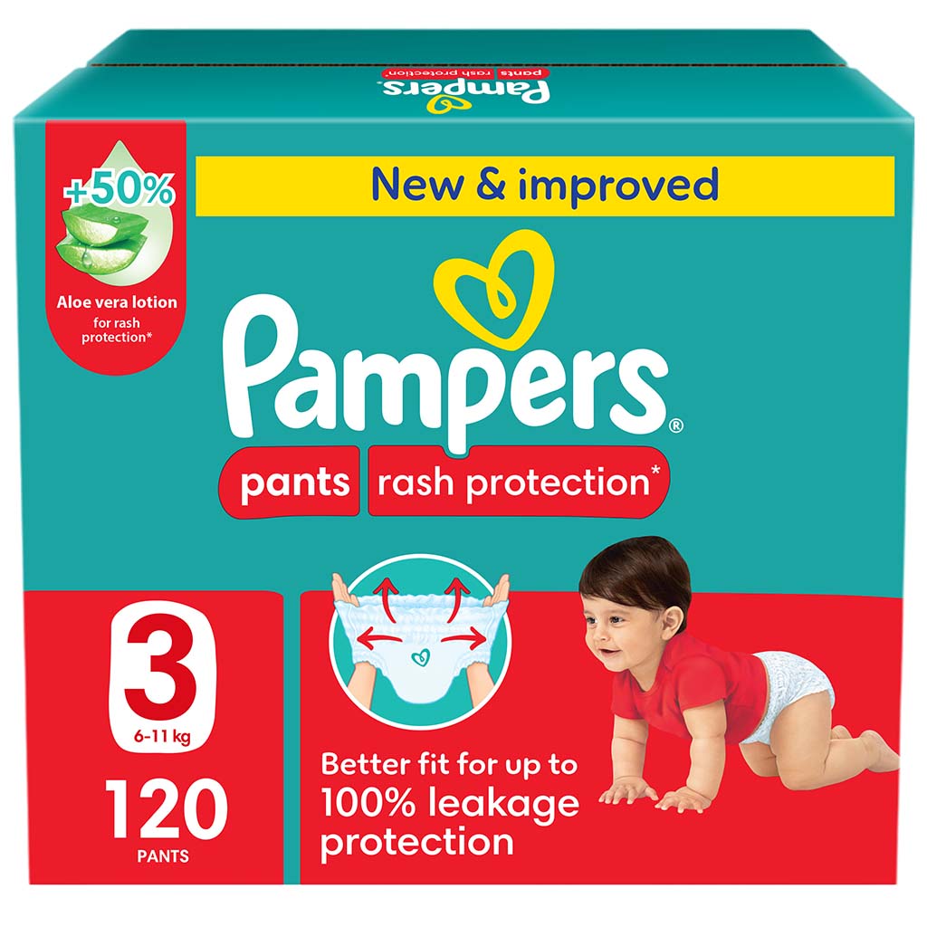 Pampers Rash Protection Size 3, 6-11kg Baby Diaper Pants, Pack of 120's
