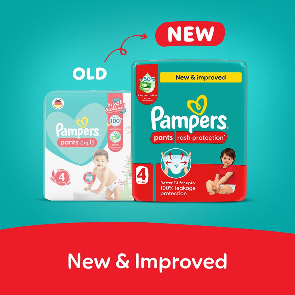 Pampers Rash Protection Size 4, 9-14kg Baby Diaper Pants, Pack of 52's