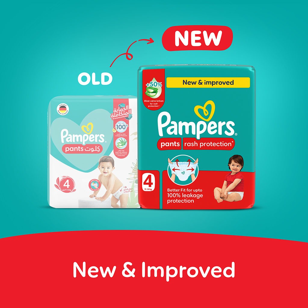 Pampers Rash Protection Size 4, 9-14kg Baby Diaper Pants, Pack of 112's