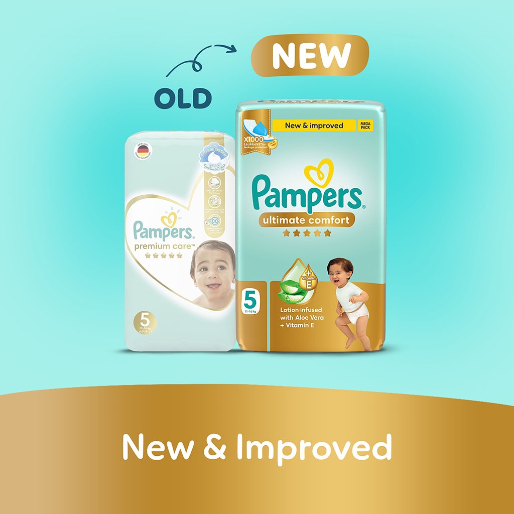 Pampers Ultimate Comfort Size 5, 11-16kg Baby Diapers, Pack of 46's