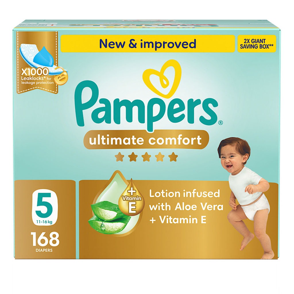 Pampers Ultimate Comfort Size 5, 11-16kg Baby Diapers, Pack of 168's