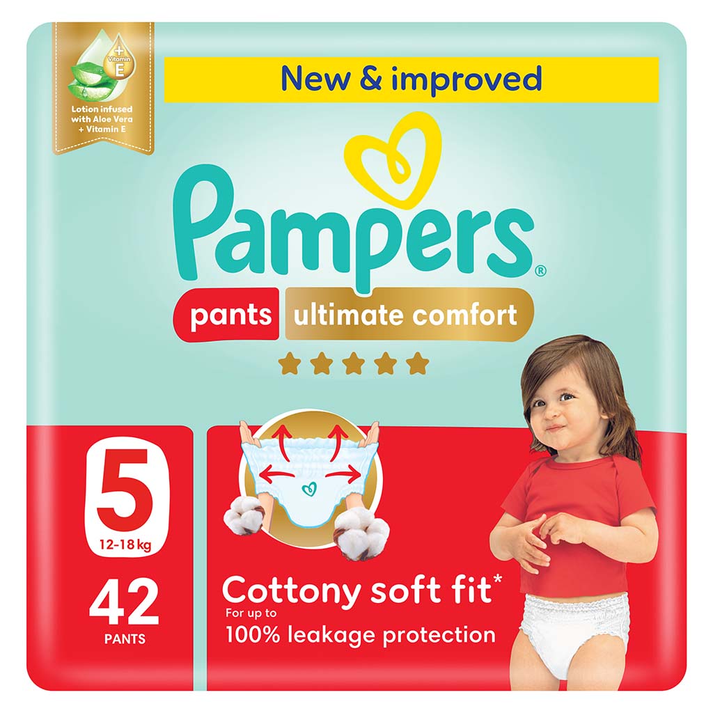 Pampers Ultimate Comfort Size 5, 12-18kg Baby Diaper Pants, Pack of 42's