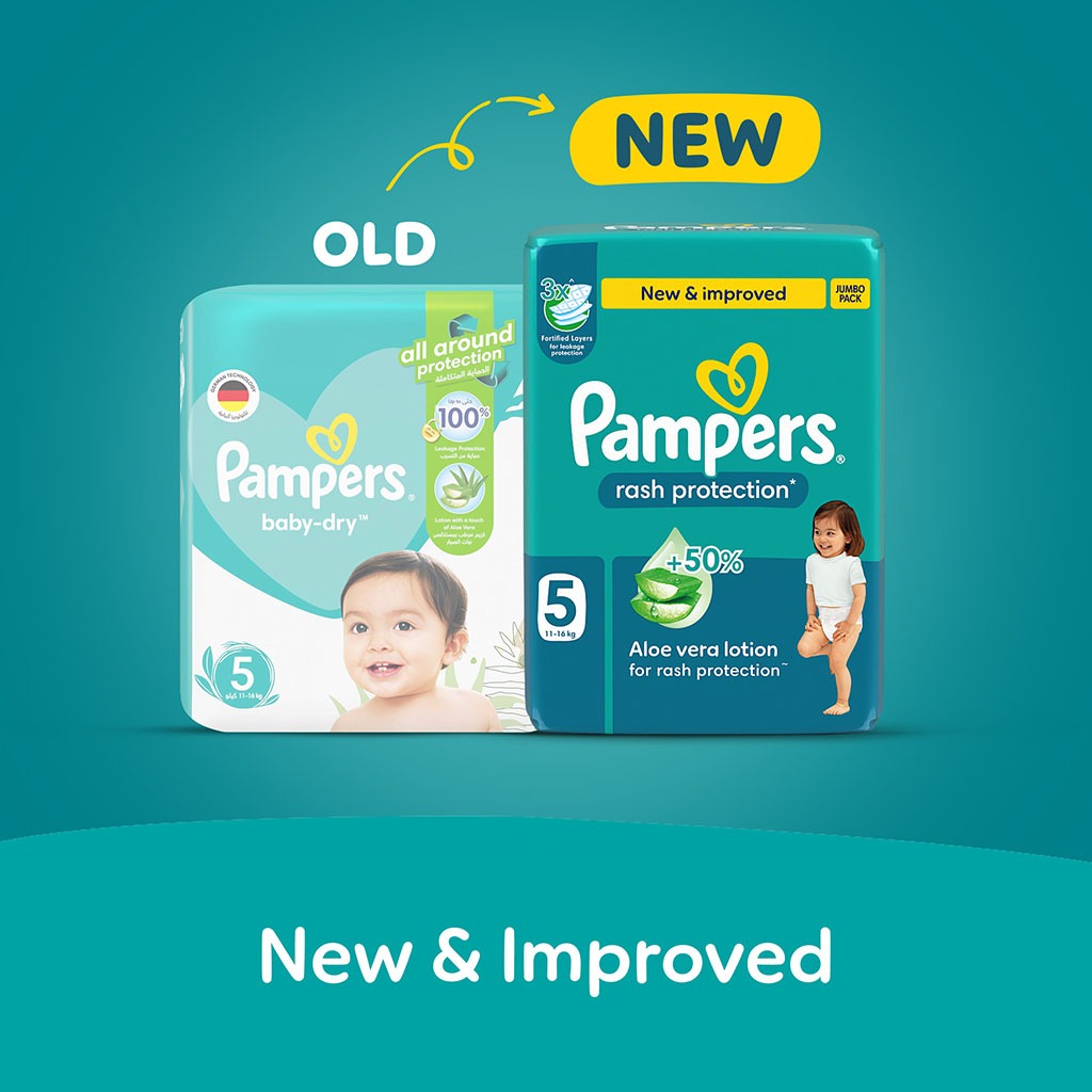 Pampers Rash Protection Size 5, 11-16kg Baby Diapers, Pack of 52's