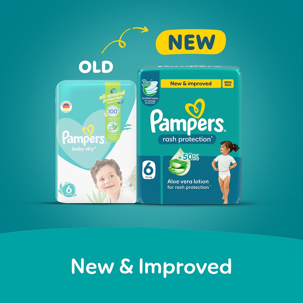 Pampers Rash Protection Size 6, 13+kg Baby Diapers, Pack of 36's