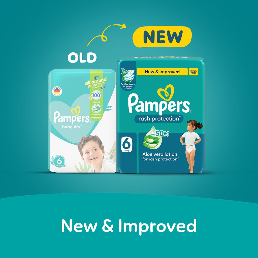 Pampers Rash Protection Size 6, 13+kg Baby Diapers, Pack of 10's