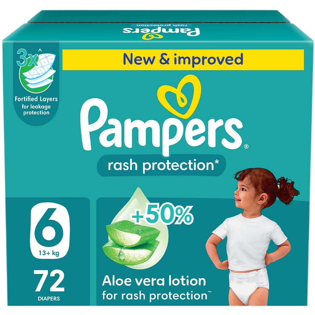 Pampers Rash Protection Size 6, 13+kg Baby Diapers, Pack of 72's