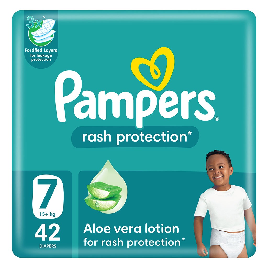 Pampers Rash Protection Size 7, 15+kg Baby Diapers, Pack of 42's