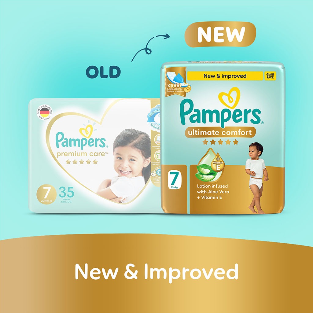 Pampers Ultimate Comfort Size 7, 15+kg Baby Diapers, Pack of 35's