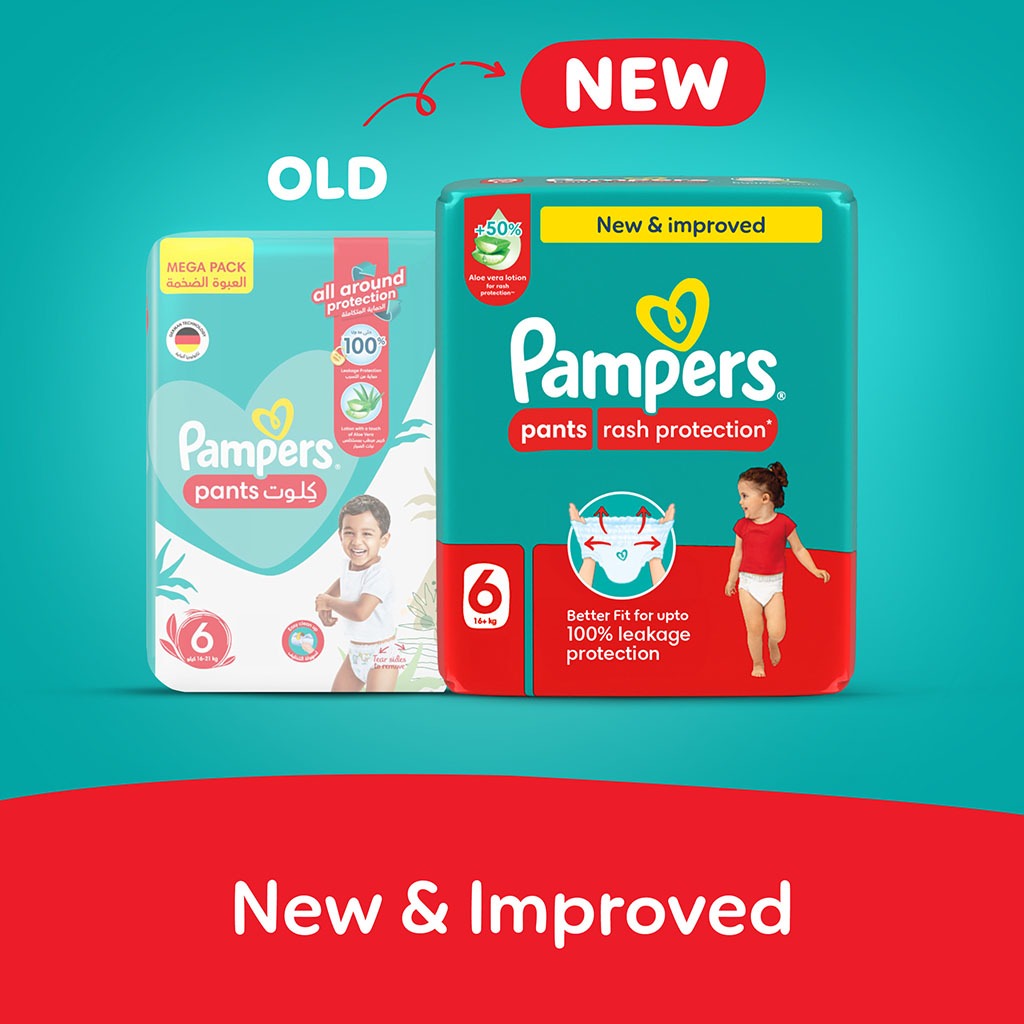 Pampers Rash Protection Size 6, 16+kg Baby Diaper Pants, Pack of 56's