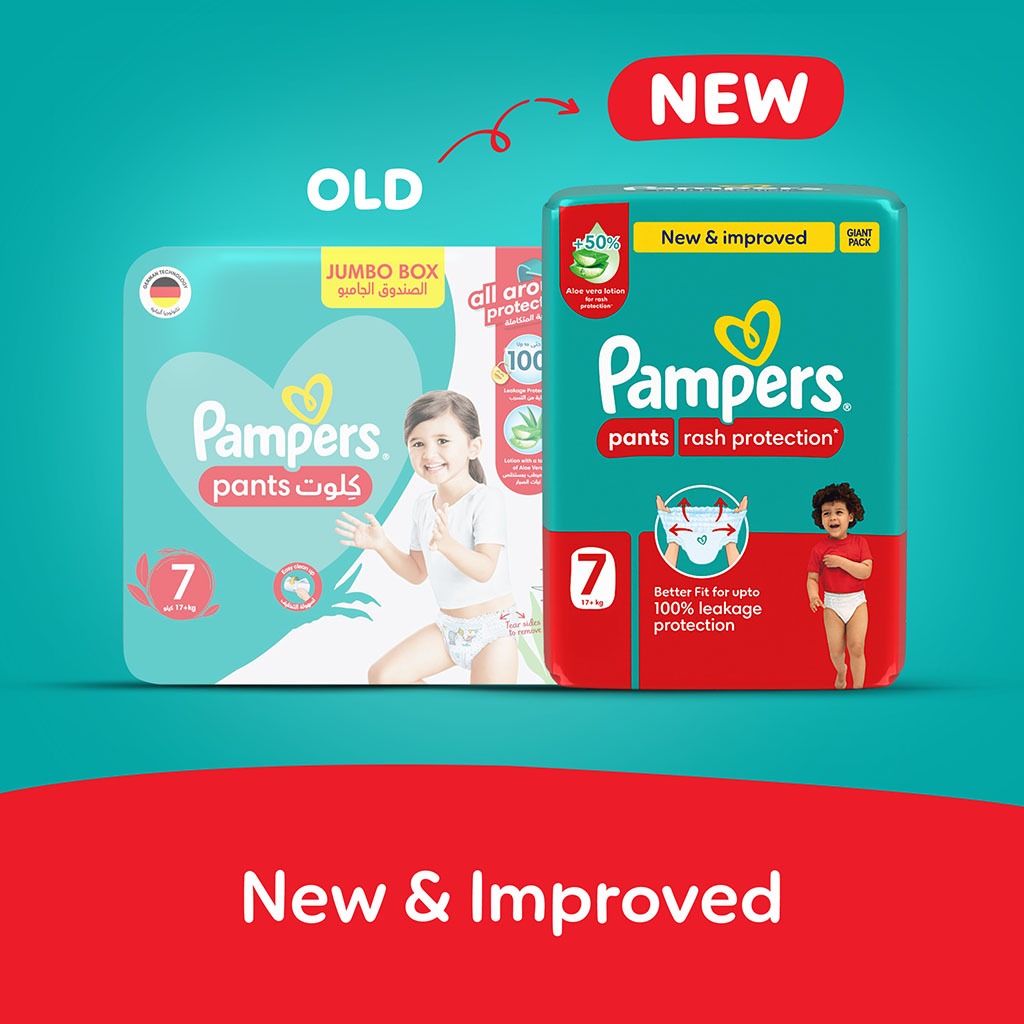 Pampers Rash Protection Size 7, 17+kg Baby Diaper Pants, Pack of 62's