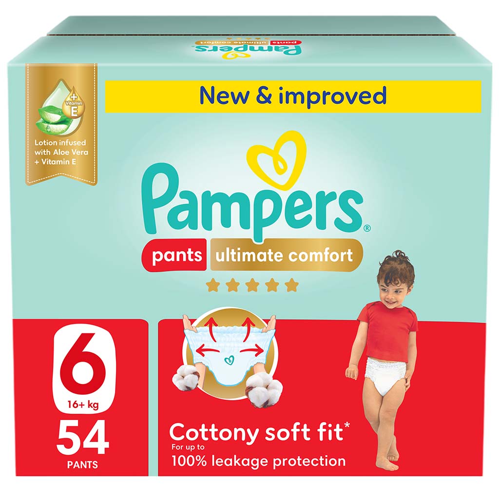 Pampers Ultimate Comfort Size 6, 16+kg Baby Diaper Pants, Pack of 54's