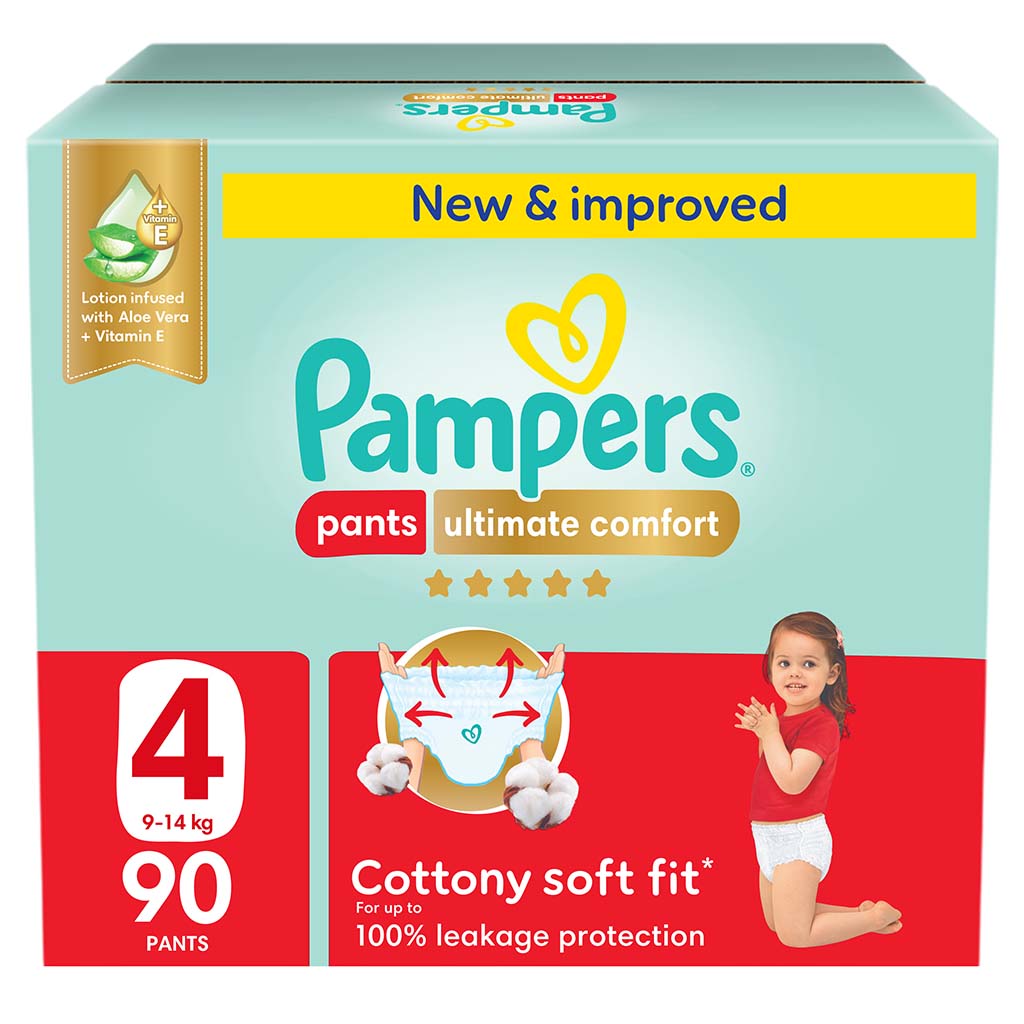 Pampers Ultimate Comfort Size 4, 9-14kg Baby Diaper Pants, Pack of 90's