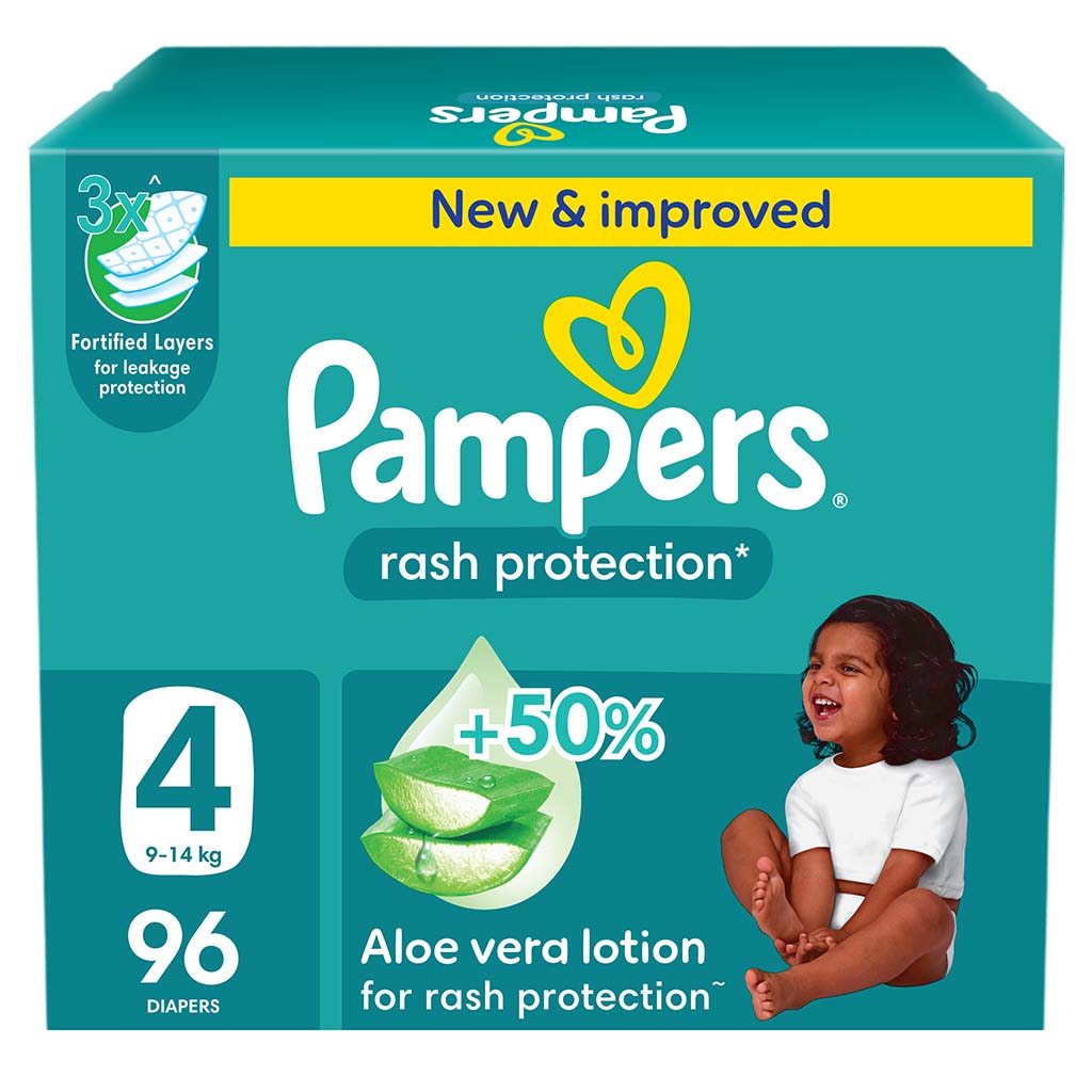 Pampers Rash Protection Size 4, 9-14kg Baby Diapers, Pack of 96's