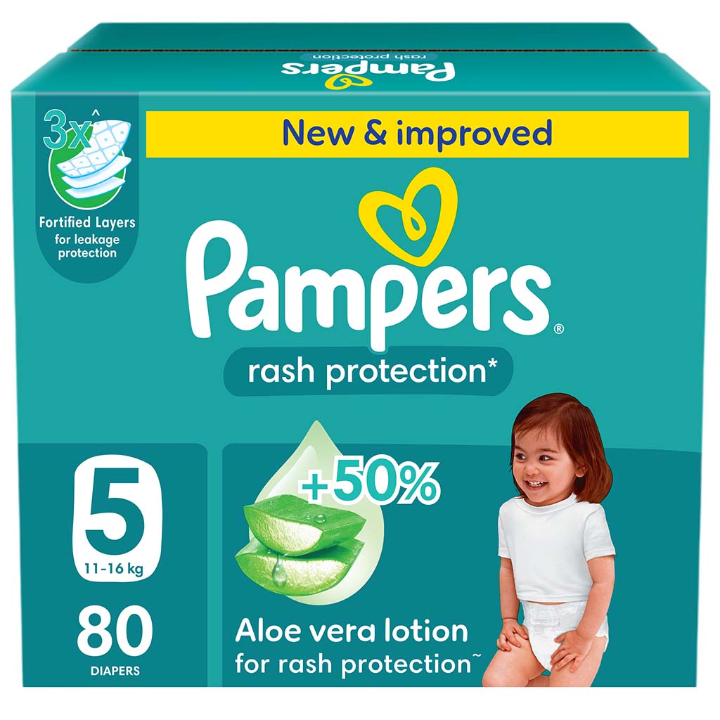 Pampers Rash Protection Size 5, 11-16kg Baby Diapers, Pack of 80's