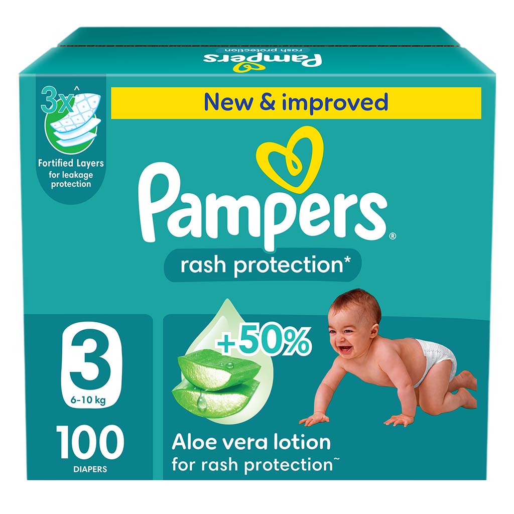 Pampers Rash Protection Size 3, 6-10kg Baby Diapers, Pack of 100's
