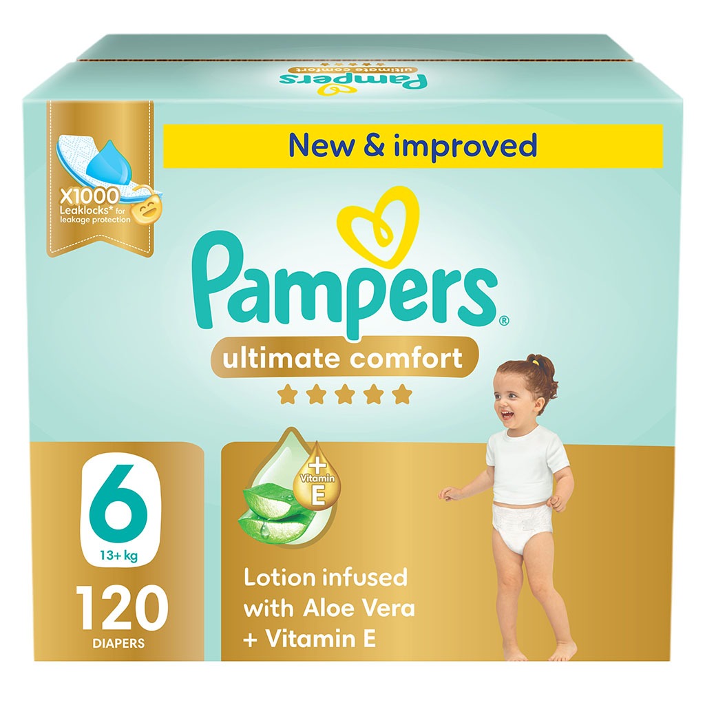 Pampers Ultimate Comfort Size 6, 13+kg Baby Diapers, Pack of 120's