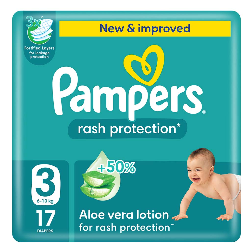 Pampers Rash Protection Size 3, 6-10kg Baby Diapers, Pack of 17's