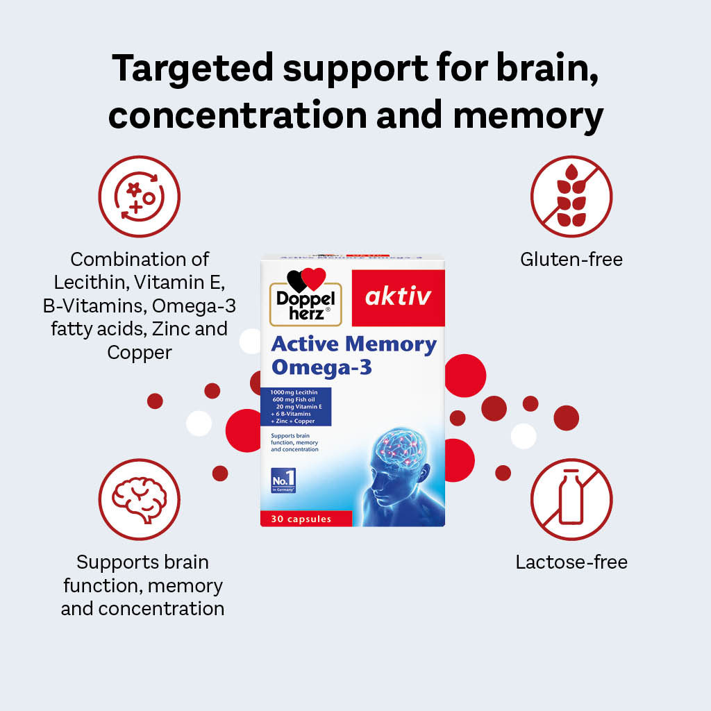 Doppelherz Aktive Memory Omega 3 Capsules For Brain Function Support, Pack of 30’s