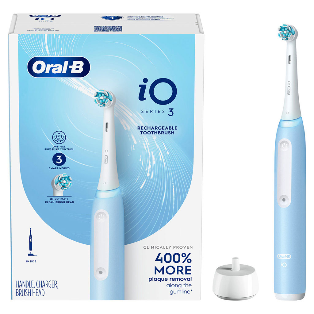 Oral B iO Series 3 Rechargeable Electric Toothbrush - Icy Blue