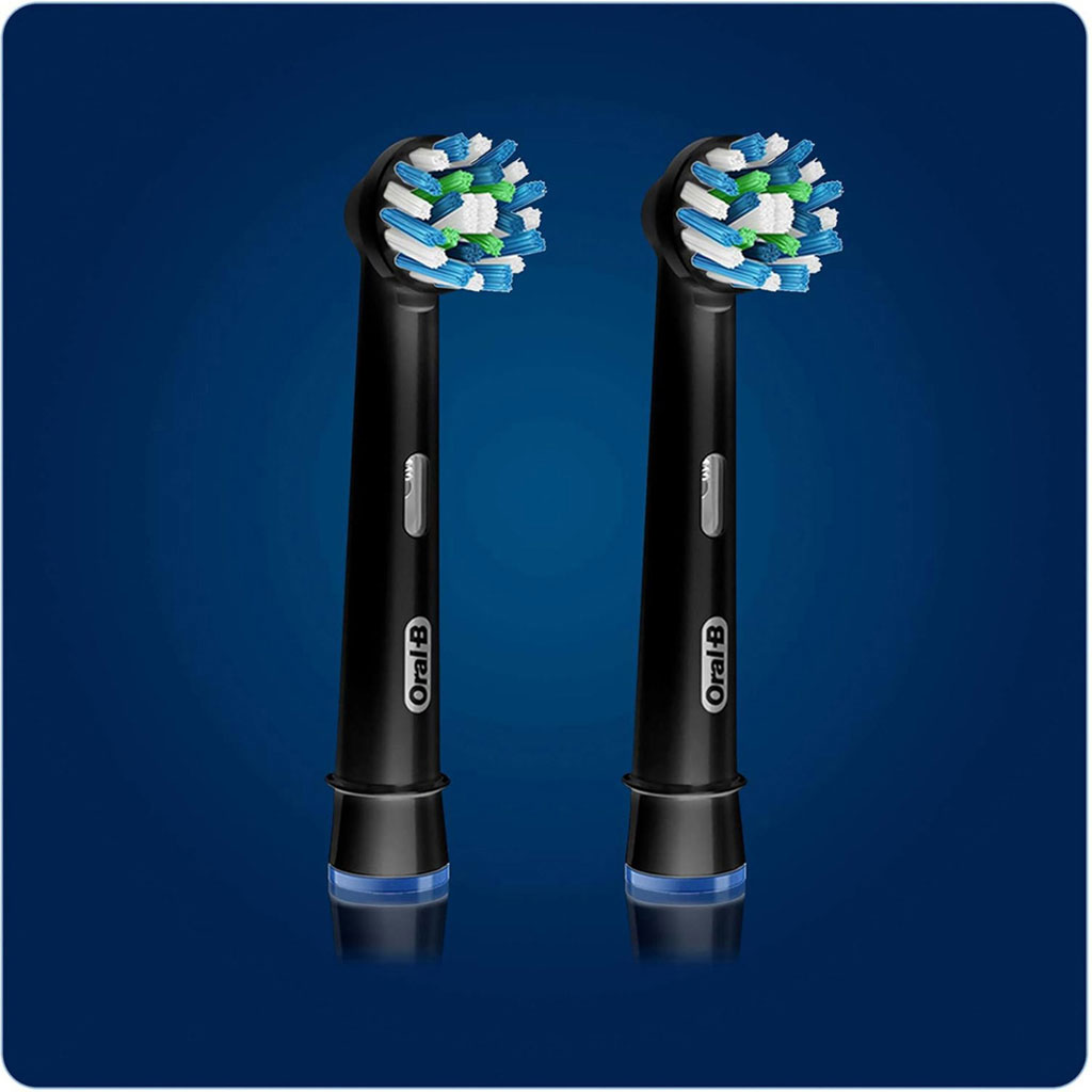 Oral B Cross Action Black Edition Rechargeable Electric Toothbrush Heads, Pack of 2's