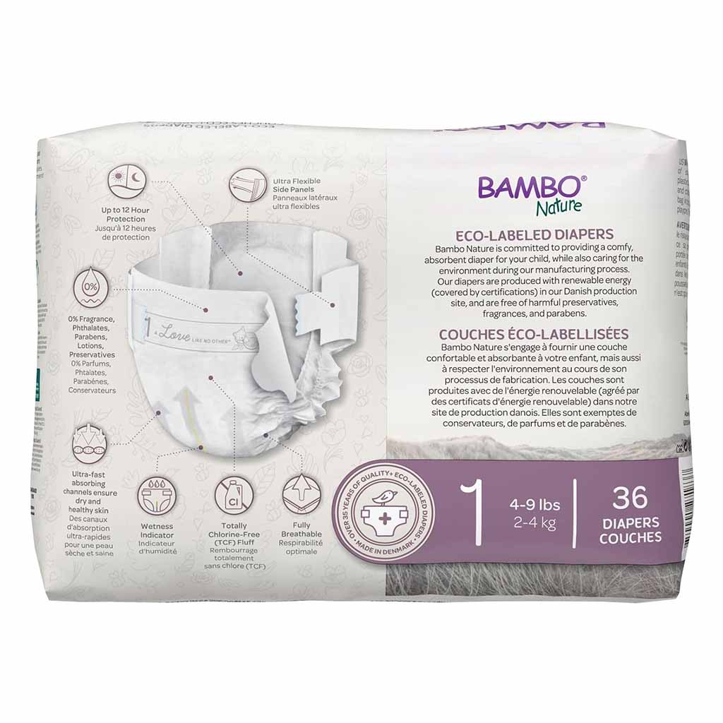 Bambo Nature Dream Size 1, 2-4kg Eco-Friendly Newborn Diapers, Pack of 36's
