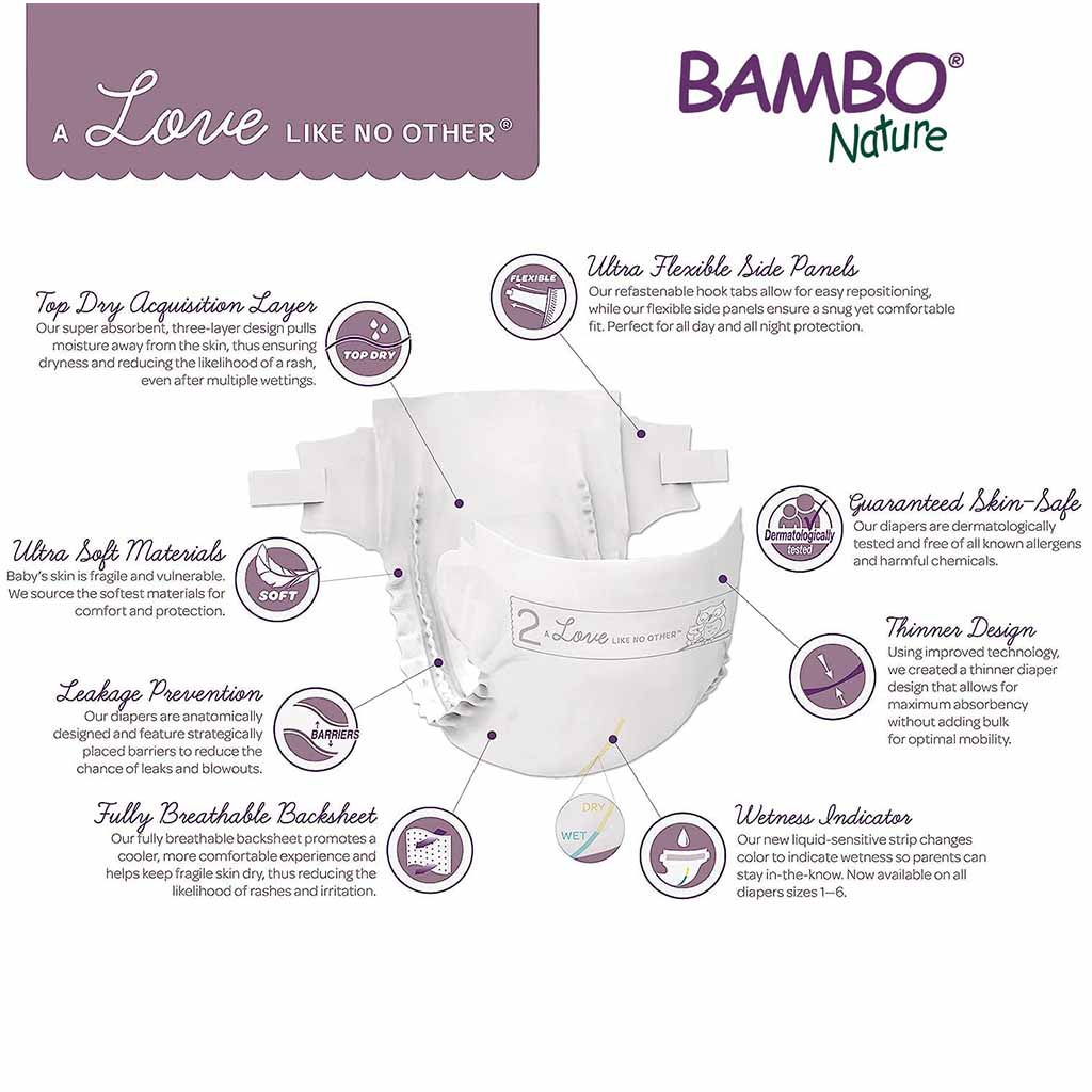 Bambo Nature Dream Size 1, 2-4kg Eco-Friendly Newborn Diapers, Pack of 36's