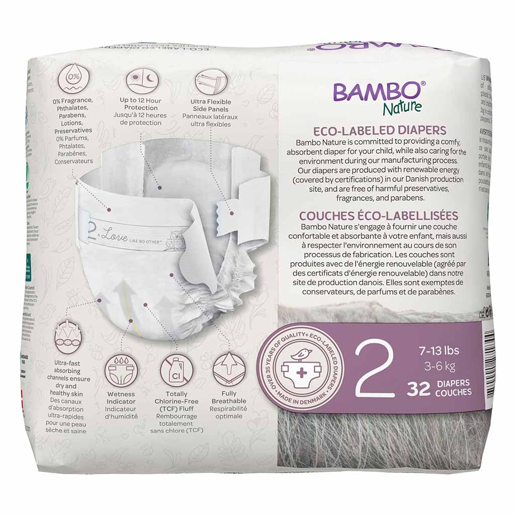 Bambo Nature Dream Size 2, 3-6kg Eco-Friendly Baby Diapers, Pack of 32's
