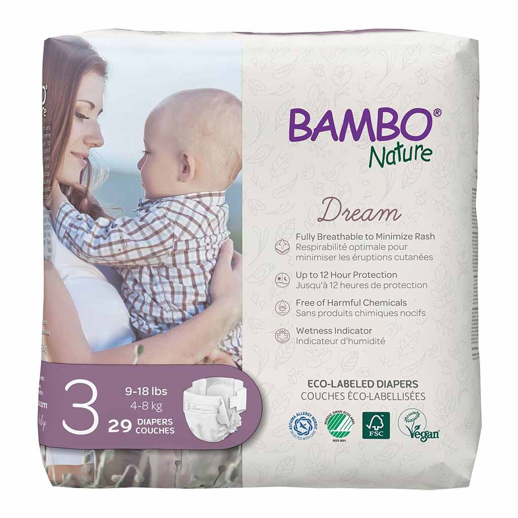 Bambo Nature Dream Size 3, 4-8kg Eco-Friendly Baby Diapers, Pack of 29's