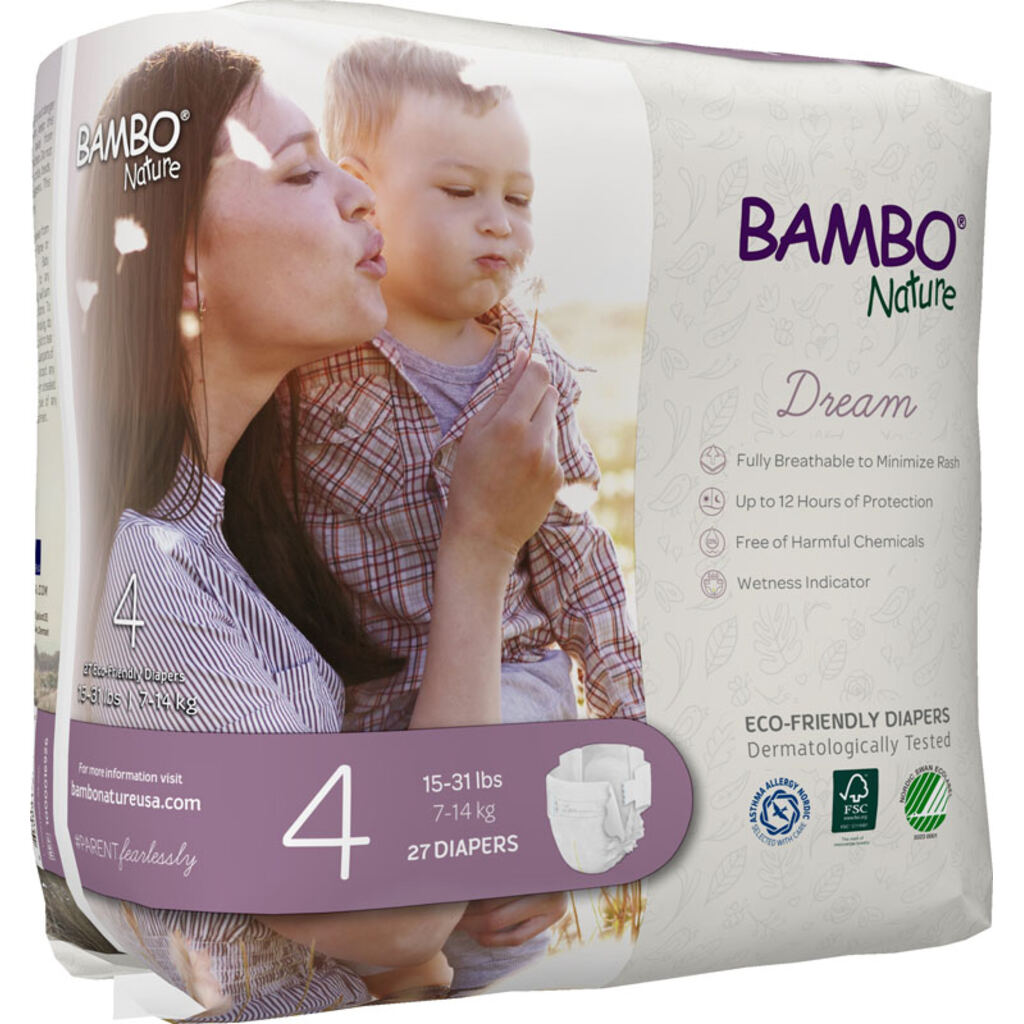 Bambo Nature Dream Size 4, 7-14kg Eco-Friendly Baby Diapers, Pack of 27's