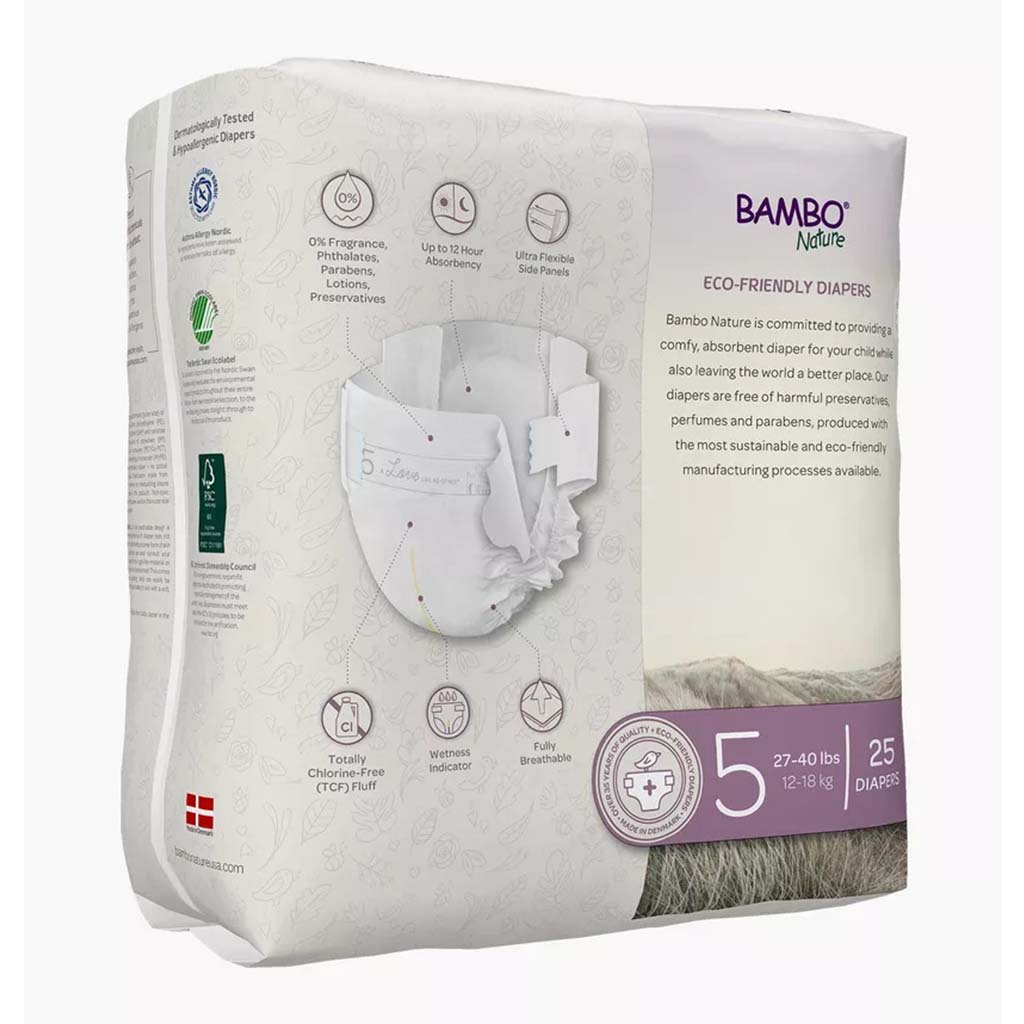 Bambo Nature Dream Size 5, 12-18kg Eco-Friendly Baby Diapers, Pack of 25's