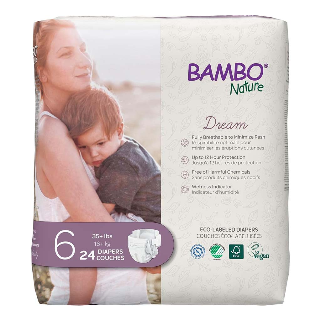 Bambo Nature Dream Size 6, 16+kg Eco-Friendly Baby Diapers, Pack of 24's