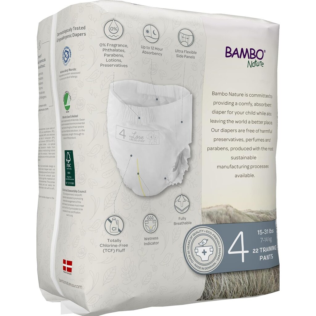 Bambo Nature Dream Size 4, 7-12kg Eco-Friendly Training Pants, Pack of 22's