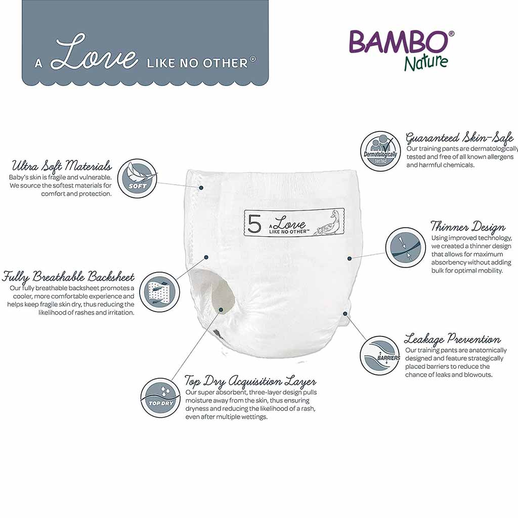 Bambo Nature Dream Size 5, 11-17kg Eco-Friendly Training Pants, Pack of 20's