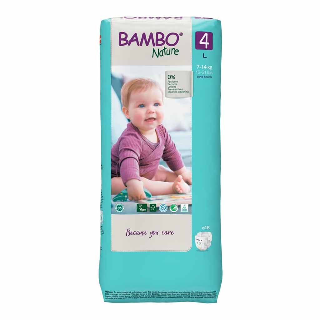Bambo Nature Size 4, 7-14Kg Eco-Friendly Baby Diapers, Pack of 48's