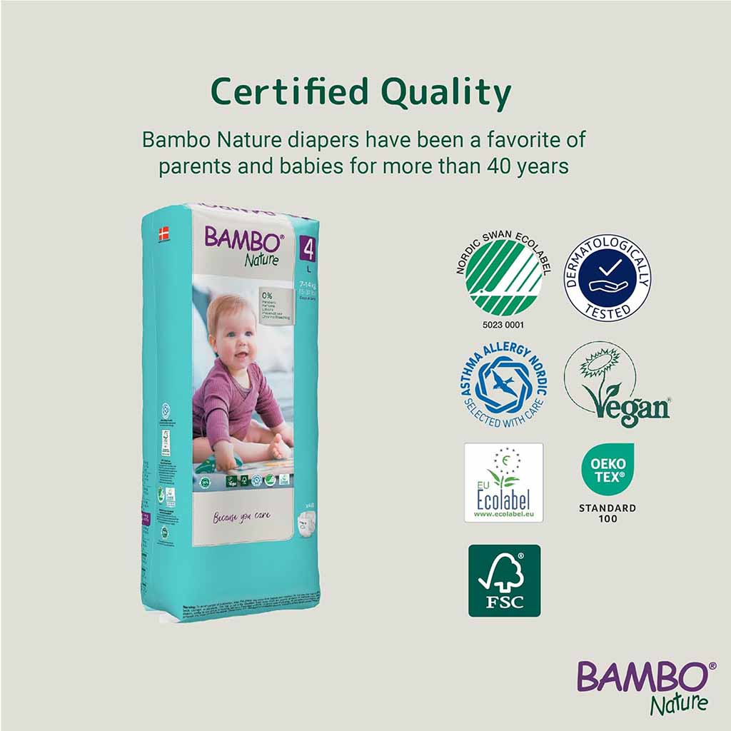 Bambo Nature Size 4, 7-14Kg Eco-Friendly Baby Diapers, Pack of 48's