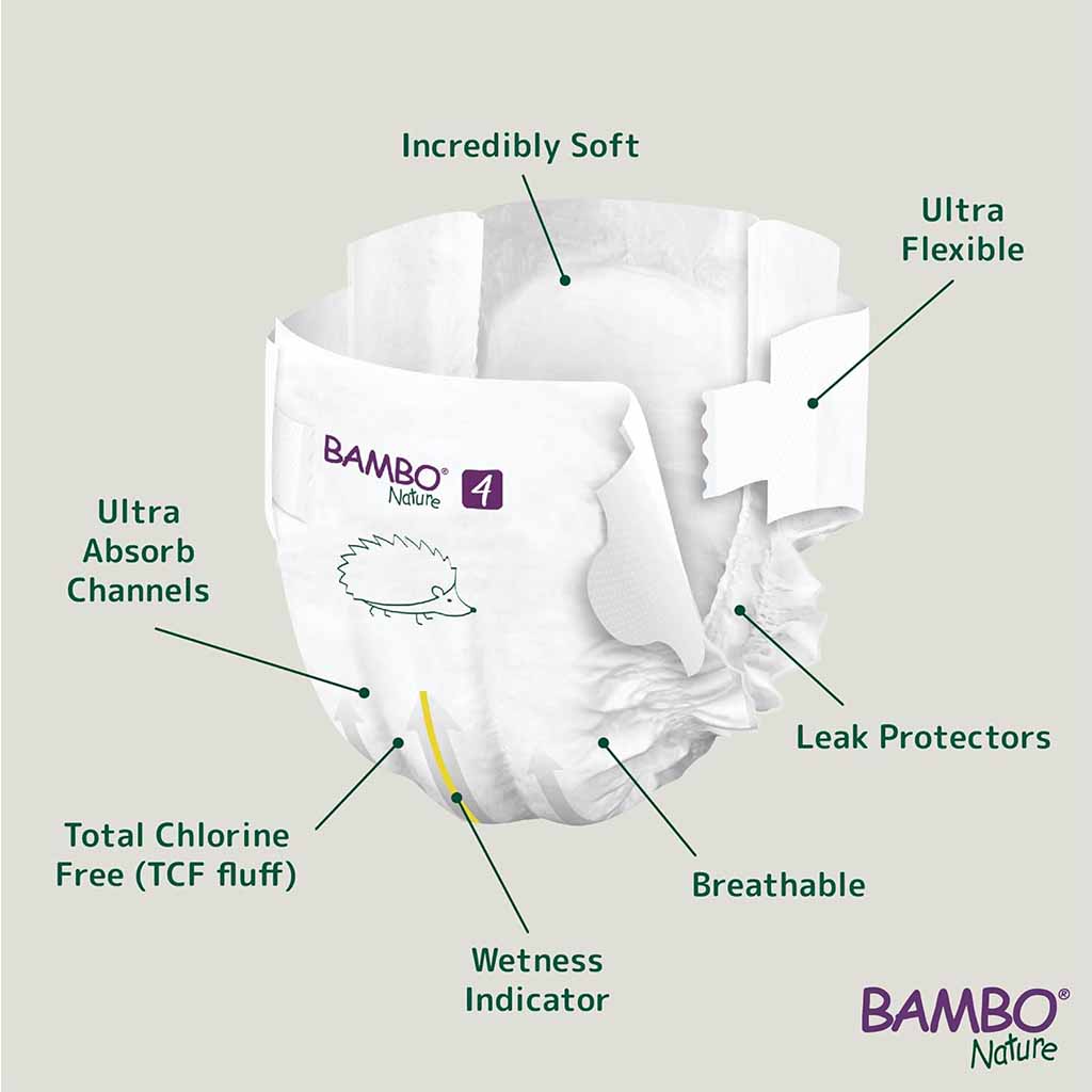 Bambo Nature Size 4, 7-14Kg Eco-Friendly Baby Diapers, Pack of 48's